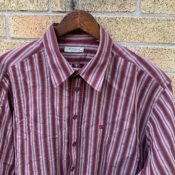 Vintage Burberry London Striped Button Up Shirt XXL - Picture 2 of 10